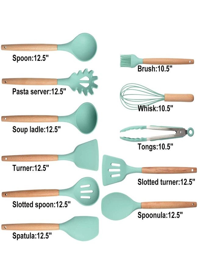 LDG WARE Premium Silicone Spatula Set of 12 | Nonstick Silicone Spatula for Cooking & Baking | SpatulaSilicone Cookware with Wooden Handle| Cooking Spoon Set for Kitchen - Image 2